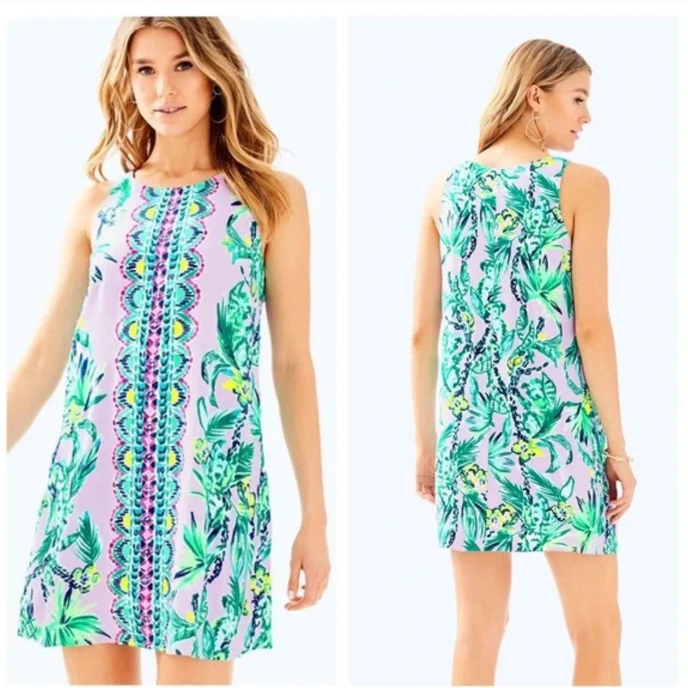 LILLY PULITZER Size Small JACKIE SHIFT LIGHT LILAC ITS IMPAWSIBLE DRESS